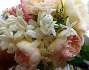 Bouquet di Gelsomino Sambac, Gelsomino Officinalis e Rose